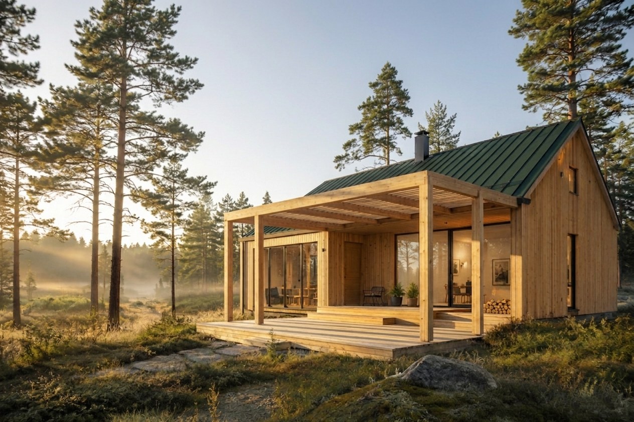 WesenHaus – Holzhaus im Morgenlicht